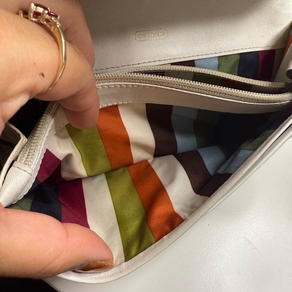 Coach Signature Patchwork Jacquard 65th Anniversary Trifold Wallet White Leather - Picture 7 of 15